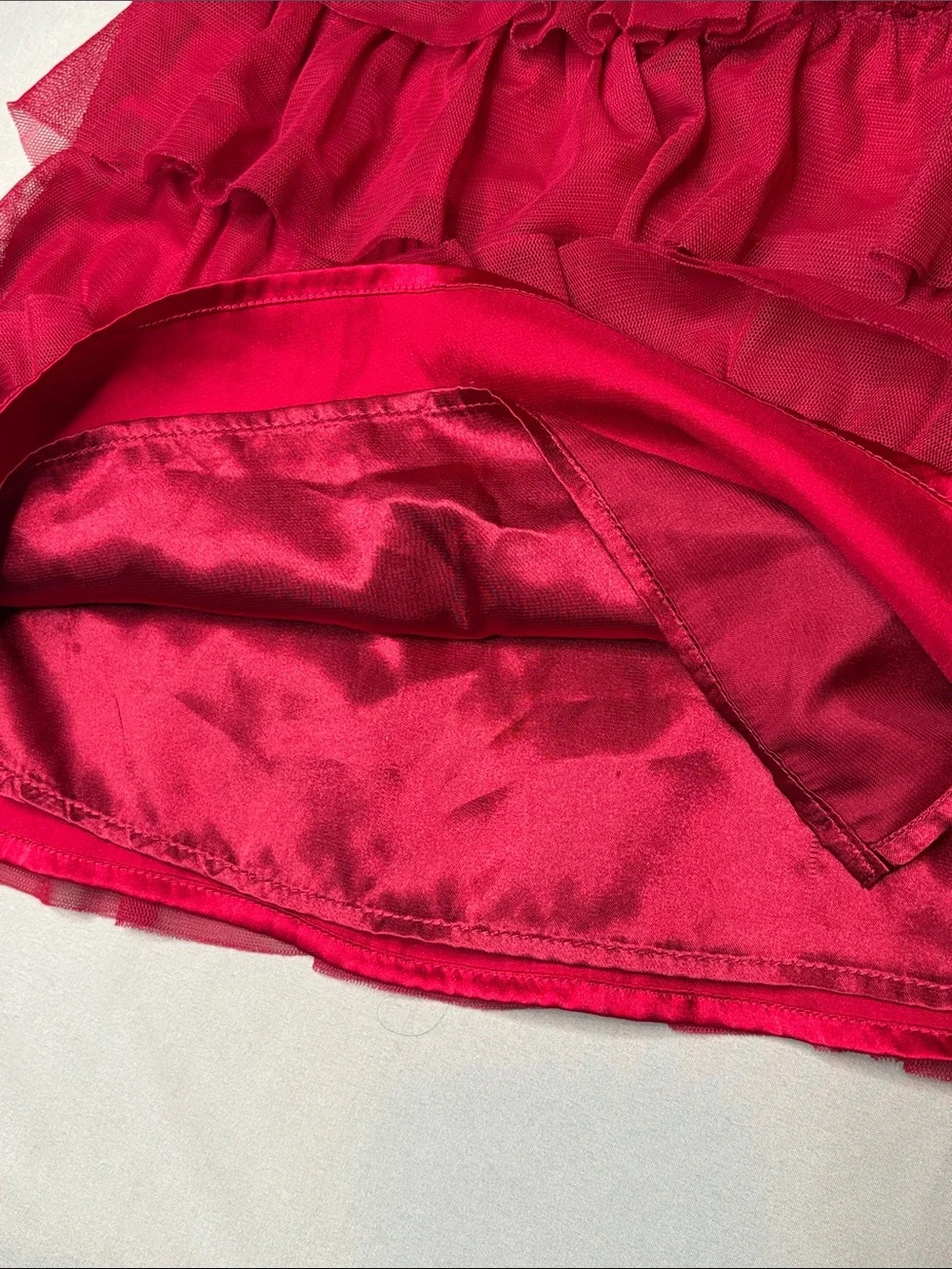 GAP babyGap Toddler Girl Satin Red Dress Ruffles Layered Size 2